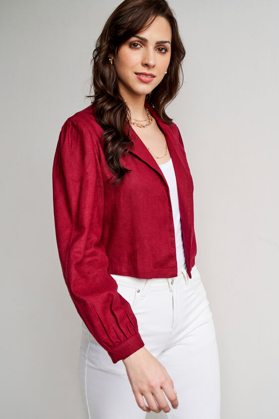 Red Solid Straight Jacket, Red, image 5